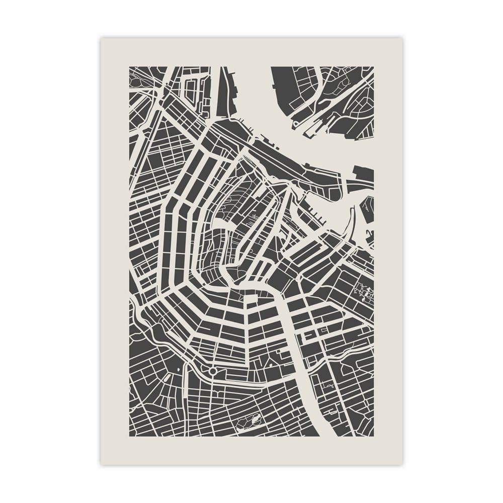 Plattegrond Amsterdam (met passepartoutrand) A3 — product photo